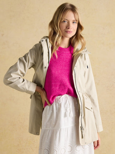 Joules Portwell Waterproof Raincoat with Hood in Neutral