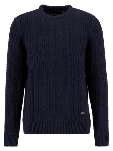 Barbour Lowfen Cable Crew Jumper in Navy