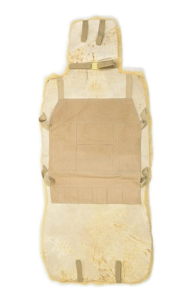 A beige Eastern Counties Sheepskin Car Seat Cover on a white background.