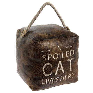 Faux Leather 'Spoiled Cat' Doorstop