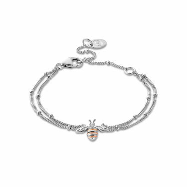 Clogau Nature's Wonder Sterling Silver Honey Bee Double-Chain Bracelet - 3SHNB0134