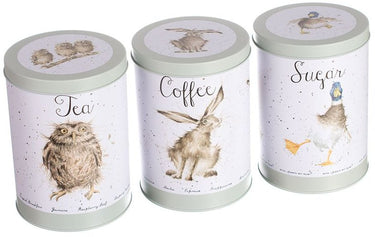 Wrendale Designs Tea, Coffee & Sugar Canisters – Owl, Hare & Duck