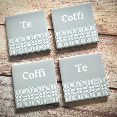 Set of 4 Welsh Te/Coffi Coasters