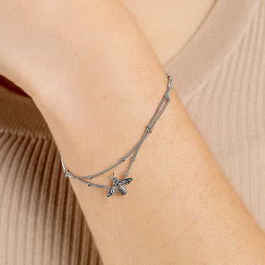 Clogau Nature's Wonder Sterling Silver Honey Bee Double-Chain Bracelet - 3SHNB0134