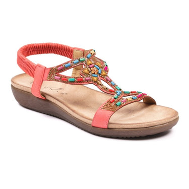 Lunar Mariella Beaded Sandals available in Pink, Beige & Orange