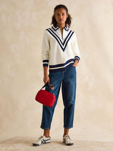 Joules Dawlish Cream Quarter Zip Cotton Sweatshirt