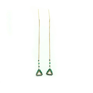 Annabella Moore Green Onyx & Crystals Handcrafted Earrings