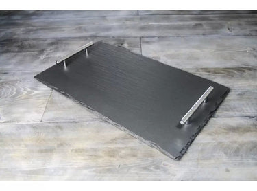 Valley Mill Large Welsh Slate Tray - Chrome Handles