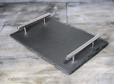 Valley Mill Small Welsh Slate Tray with Chrome Handles