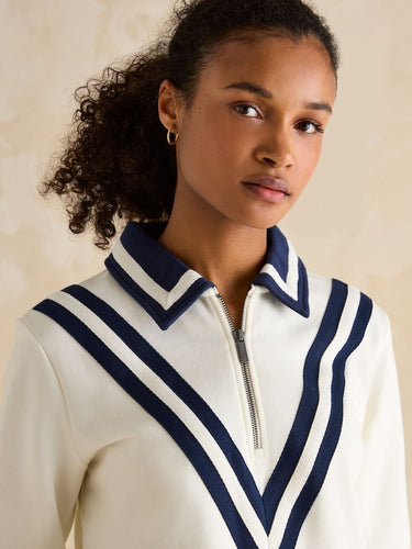 Joules Dawlish Cream Quarter Zip Cotton Sweatshirt