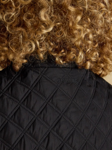Joules Minx Showerproof Diamond Quilted Gilet in Black