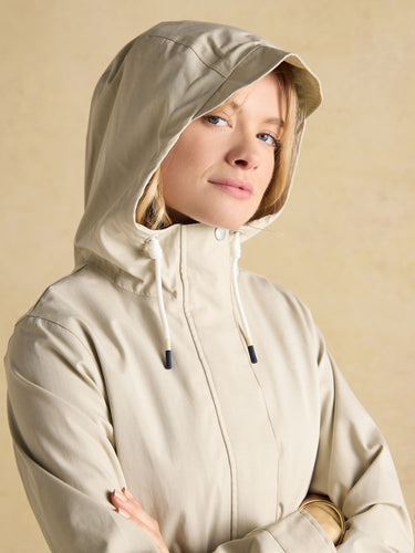 Joules Portwell Waterproof Raincoat with Hood in Neutral