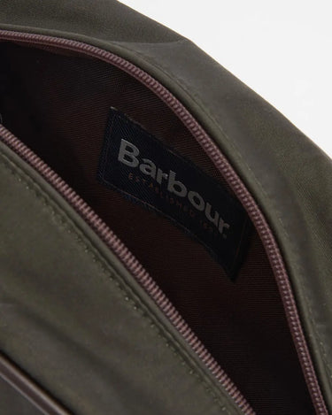 Barbour Waxed Washbag in Olive