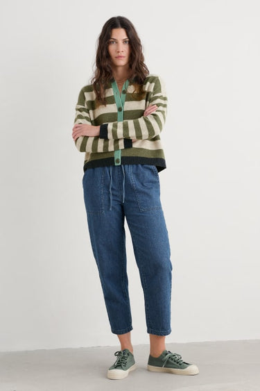 Seasalt Pinwell Striped Cardigan in Olive