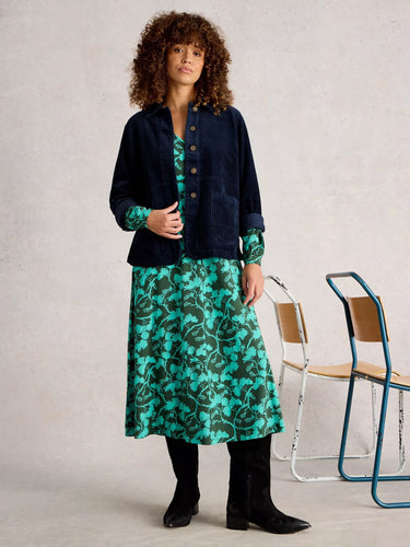 White Stuff Carrie Cord Long Sleeve Jacket in Dark Navy