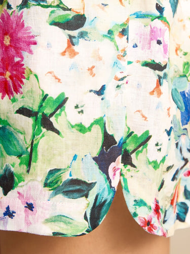 Joules Multi Floral Pull On 100% Linen Shorts