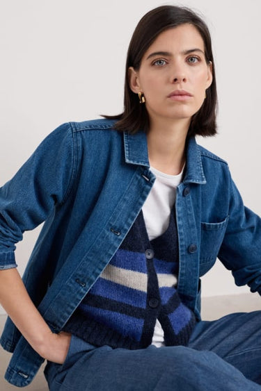 Seasalt Reading Rocks Denim Jacket in Mid Wash High Twist