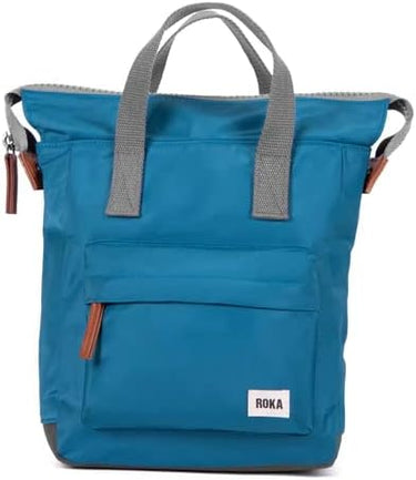 A sustainable Roka Bantry B Small Sustainable Nylon Bag with a white logo by Roka London Bags.