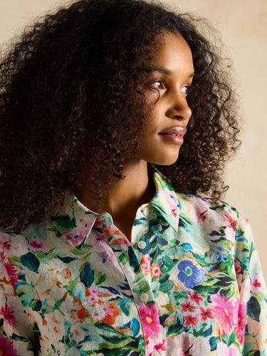 Joules Maeva Multi Floral Relaxed Fit Linen Shirt