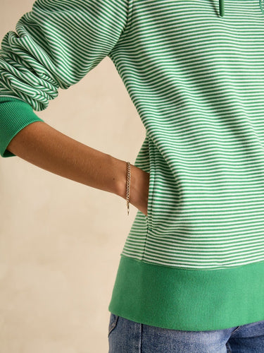 Joules Rushton Cowl Neck Hoodies in Green Stripe