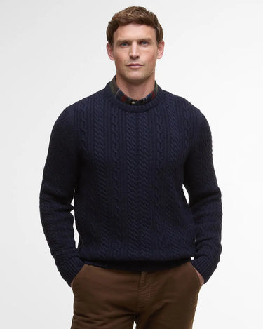 Barbour Lowfen Cable Crew Jumper in Navy