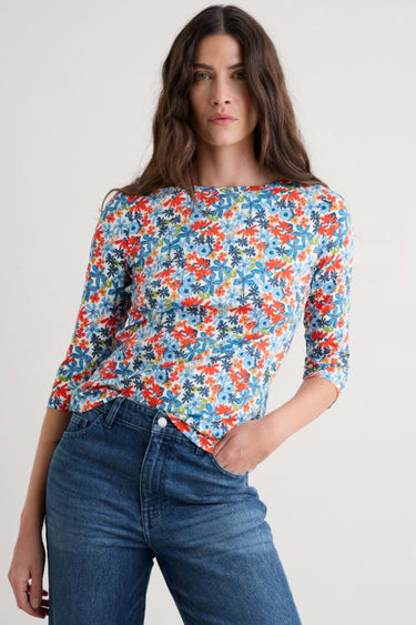 Seasalt Easel 3/4 Sleeve Top in Pastel Garden Chalk