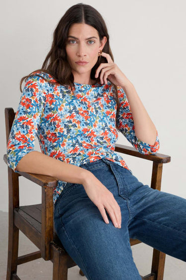 Seasalt Easel 3/4 Sleeve Top in Pastel Garden Chalk
