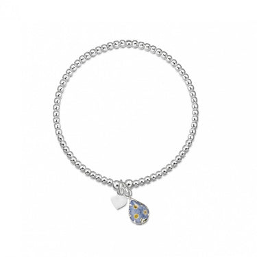 Shrieking Violet Silver Bead Bracelet - Forget Me Not Teardrop