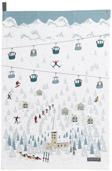 Sophie Allport Tea Towel With Skiing Scene