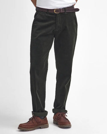 Barbour Men's Stretch Cord Tailored Trousers in Forest Green