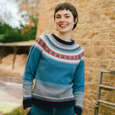Eribe Ladies Wool Alpine Sweater in Blue Morning