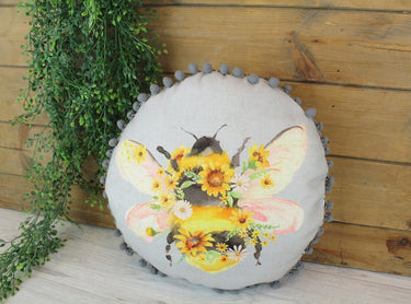 BEE FLORAL ROUND CUSHION