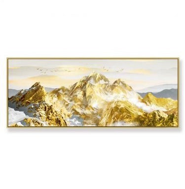 Hand Painted Golden Mountain Landcape High Texture Canvas