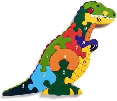 Alphabet Jigsaws - Wooden T Rex Number Jigsaw