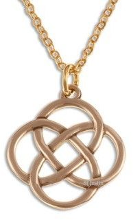 St Justin Four Loop Knot Pendant On 18' Gold Trace Chain