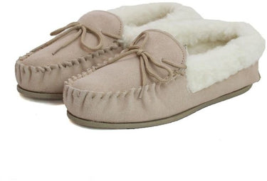 Eastern Counties LWM1/S Ladies Wool Lined Moccasin with Sole in Camel or Crimson