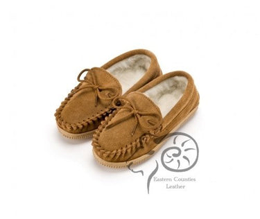 Childrens Moccasin in Biscuit