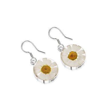 Shrieking Violet Daisy White Drop Earrings