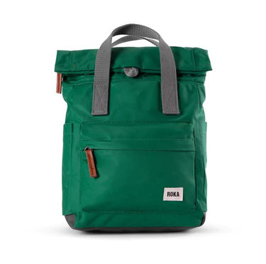 A Roka London Bags Canfield B Backpack (Nylon) - Small with grey handles and straps.