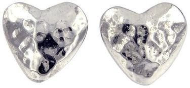 St Justin Small planished heart stud earrings