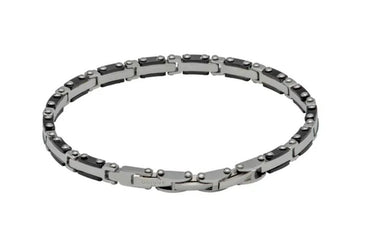 Stainless Steel Link Chain Bracelet with Black Plating