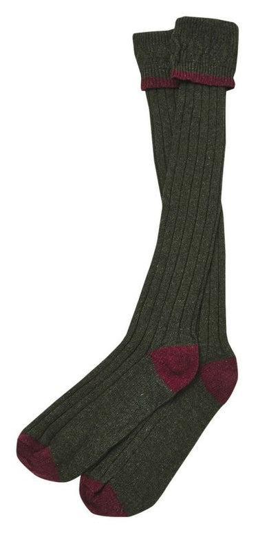 Barbour Contrast Gun Stockings in Olive/Cranberry
