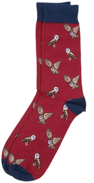 Barbour Owl Socks in Cranberry