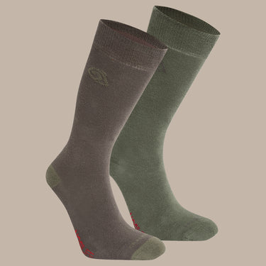 Craghoppers NosiLife Travel Twin Pack Socks in Woodland Green / Wild Olive