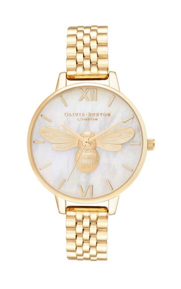 Olivia Burton Mother Of Pearl Demi Dial Gold Bracelet Watch