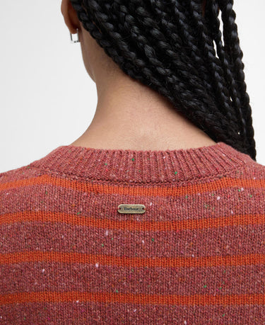 Barbour Women's Claydon Striped Crew Neck Jumper in Burnt Orange