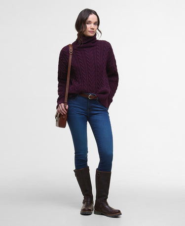 Barbour Women's Embleton Rollneck Jumper in Black Cherry