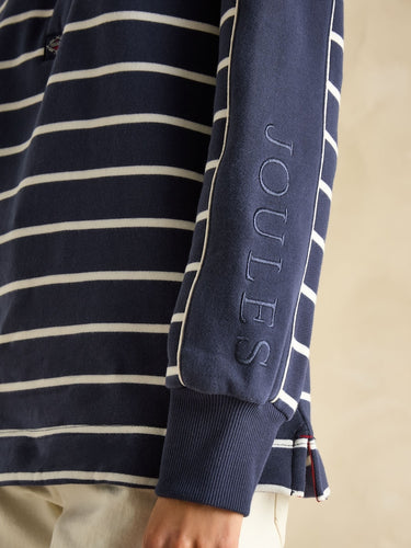 Joules Southwold Button Down Striped Sweatshirt in Navy Blue