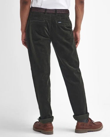 Barbour Men's Stretch Cord Tailored Trousers in Forest Green