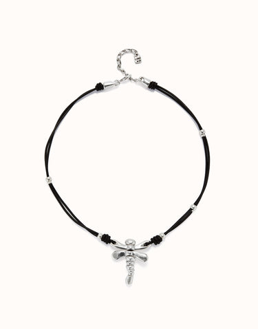 UNOde50 Leather necklace with dragonfly necklace COL1958MARMTL0U